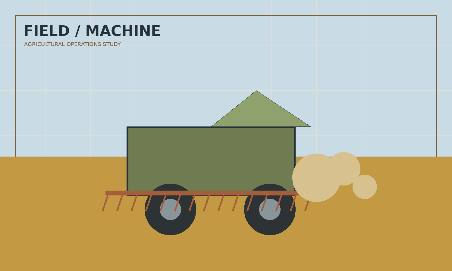 Agricultural machinery working across a large grain field